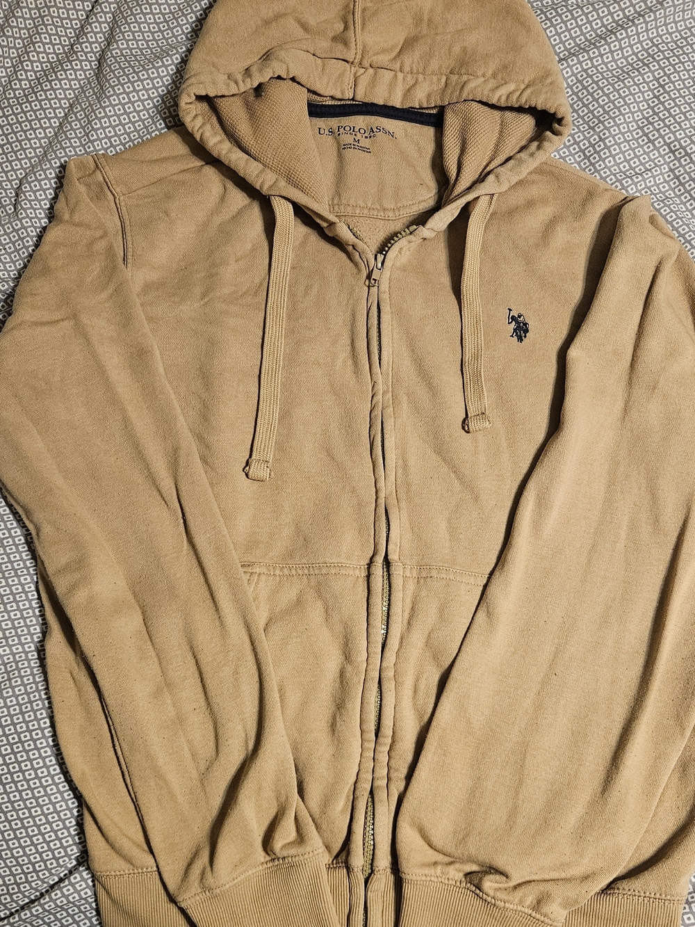 U.S. Polo Assn. Men's Tan Zip-Up Hoodie